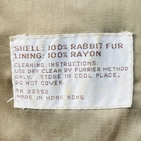 FUR COAT Y2K Vintage SPLIT END LTD. British Tan Genuine Rabbit Fur Winter Coat J - Picture 12 of 12